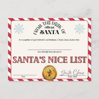 Postal La buena lista de Santa