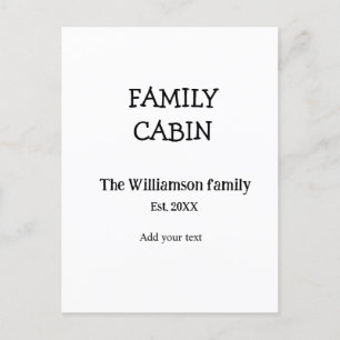 Postal La cabina familiar agrega el nombre de la familia 