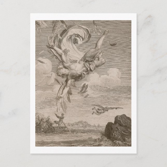 Postal La caída de Icarus, 1731 (grabado) (Anverso)
