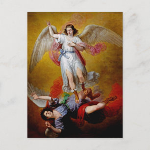 Postal La caída de Lucifer por Antonio Maria Esquivel