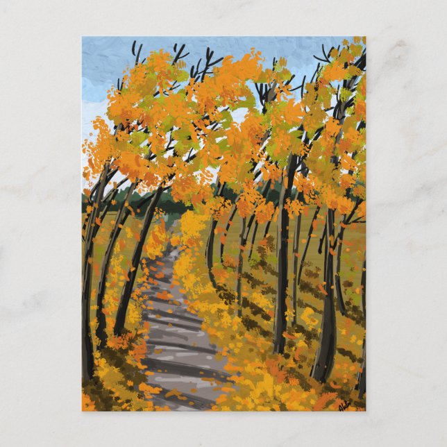 Postal La caída del viento de la manera otoñal deja al Na (Anverso)