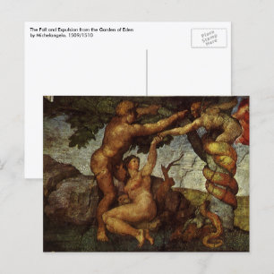 Postal La caída y expulsión de Michelangelo, Jardín del E