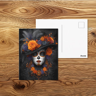 Postal La Calavera Catrina Sombrero Floral Día de Muertos