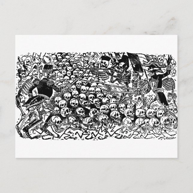Postal La Calavera Revuelta por José Guadalupe Posada (Anverso)