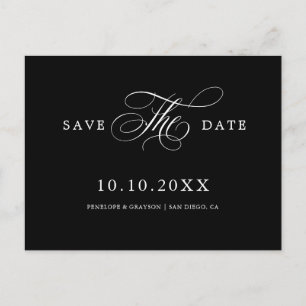 Postal La caligrafía moderna eterna negro Guardar la fech