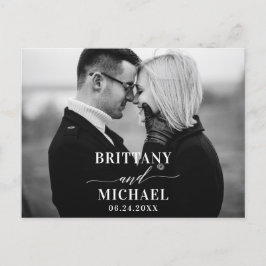 Postal La caligrafía moderna salva la fecha en blanco y n