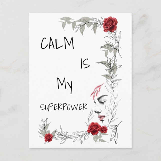 Postal La calma es mi superpoder | Confianza en uno mismo (Anverso)