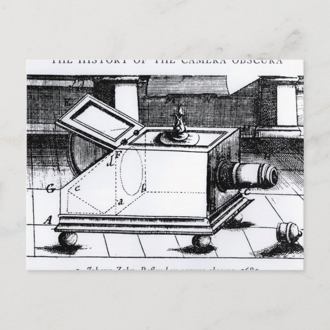 Postal La cámara de caja reflex oscura (Anverso)