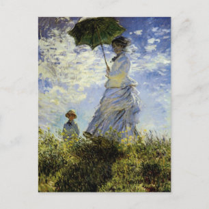 Postal La caminata, la dama con una sombrilla