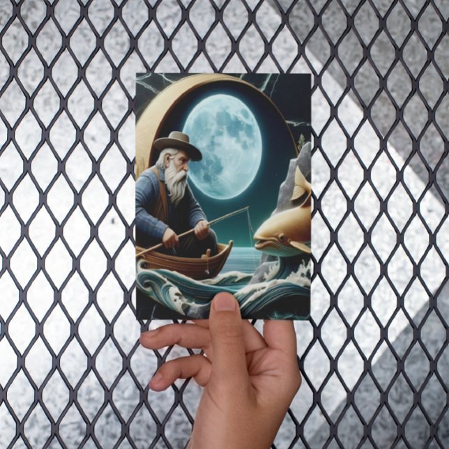 Postal La captura del pescador bajo la luz de la luna (Subido por el creador)