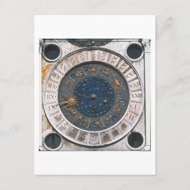 Postal La cara de reloj de oro y esmalte, diseño iniciado (Anverso)