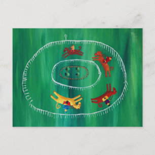 Postal La carrera de caballos Pintura acrílica de arte co