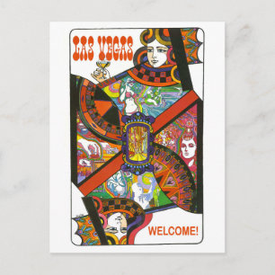 Postal La carta de la reina de Las Vegas, viaje vintage