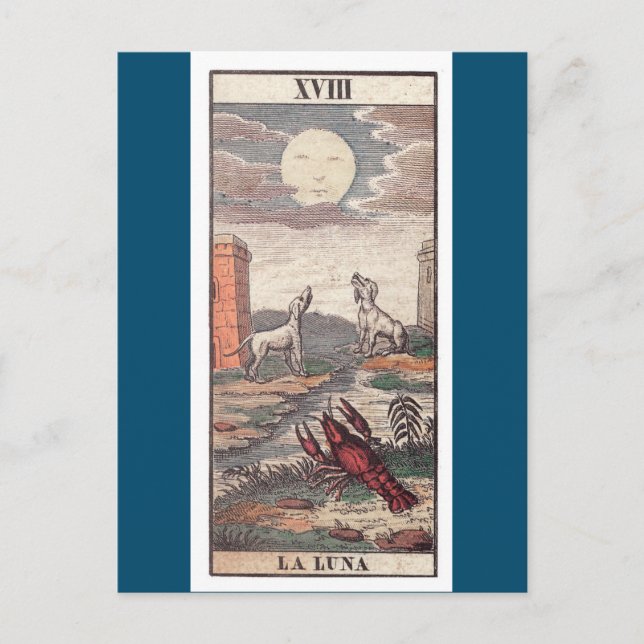 Postal La carta de tarot de la luna (Anverso)
