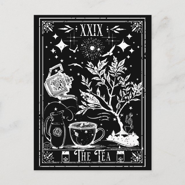 Postal La carta de tarot del té (Anverso)