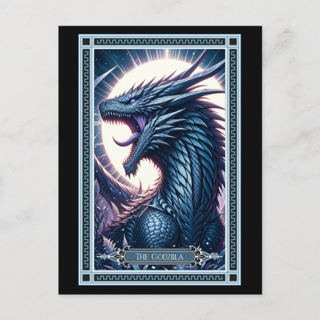 Postal La Carta del Tarot de Godzilla (Anverso)