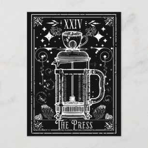 Postal La carta del tarot del café de prensa francesa