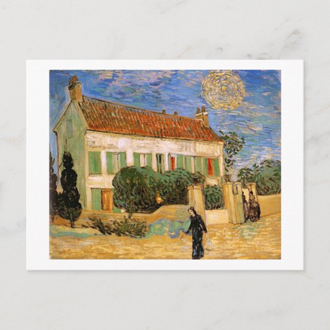 Postal La Casa Blanca de noche, Bella Artes Van Gogh (Anverso)