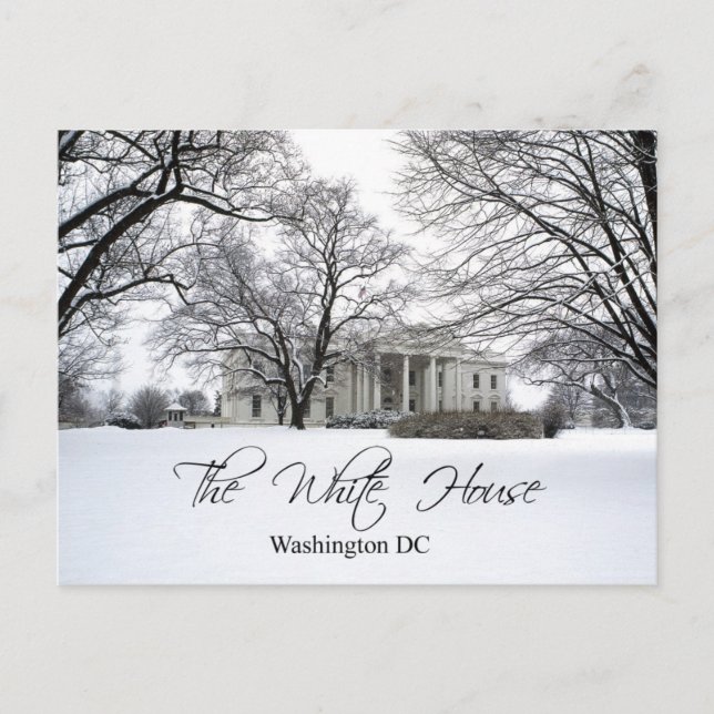 Postal La Casa Blanca en un día de nieve, Washington DC (Anverso)