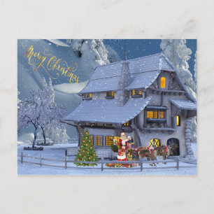 Postal La Casa de Invierno y Santa Claus