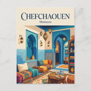 Postal La Casa de Té Linterna Azur Marruecos