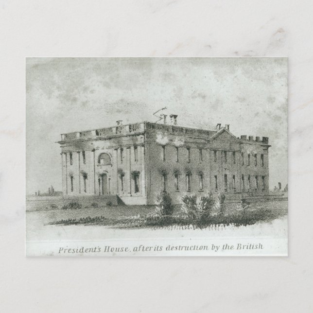 Postal La casa del presidente después de su destrucción (Anverso)