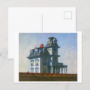Postal La Casa junto a la vía férrea Edward Hopper