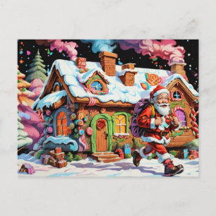 Postal La Casa Mágica de Dulces de Santa Invierno Mágico