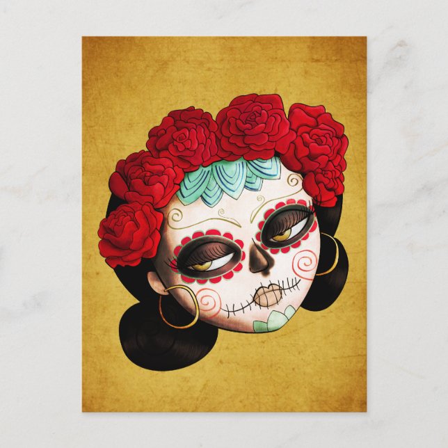 Postal La Catrina - Chica del Día de los Muertos