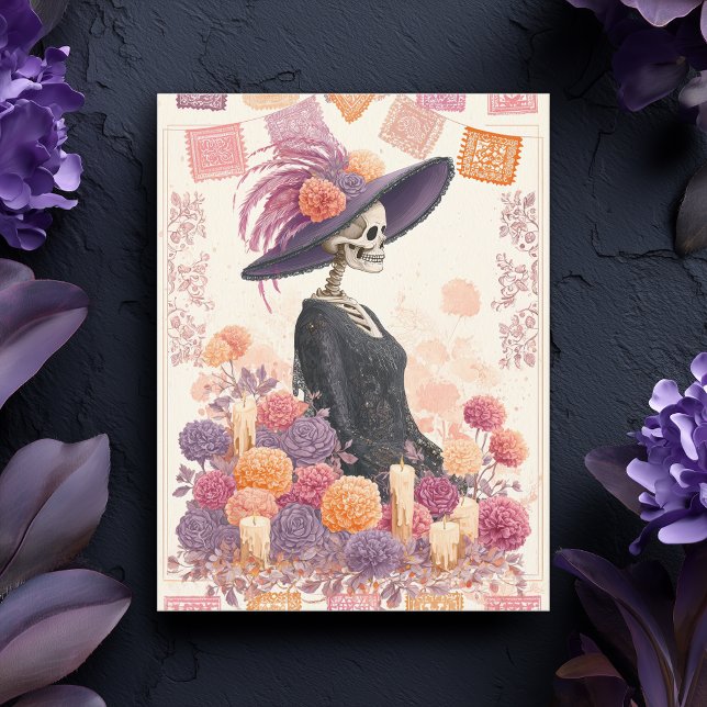 Postal La Catrina Dama Esqueleto Día de Muertos (Subido por el creador)