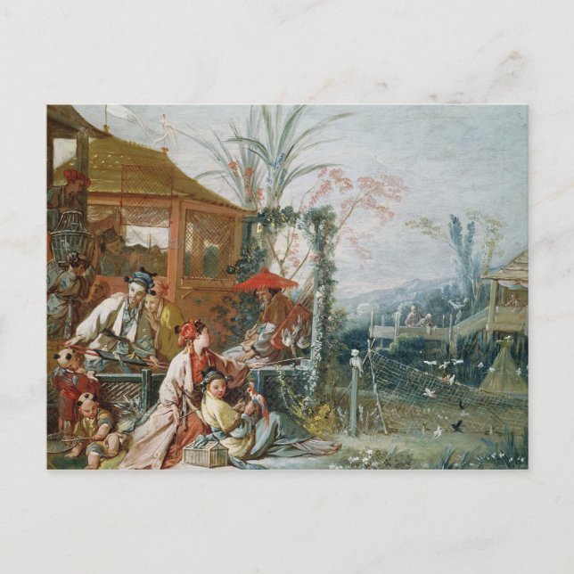 Postal La caza china, c.1742 (Anverso)