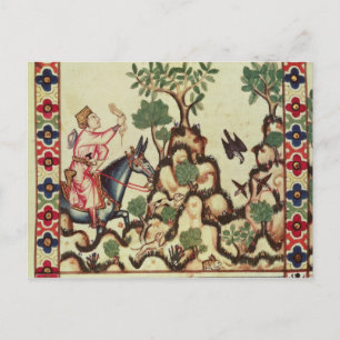 Postal La caza del halcón, del manuscrito