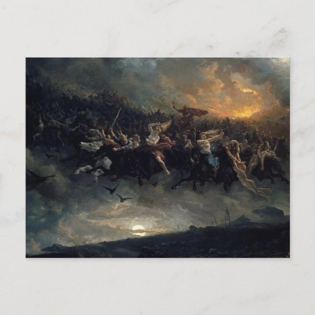 Postal La caza salvaje de Odin por Peter Nicolai Arbo (Anverso)