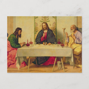 Postal La cena en Emmaus, 1520 (aceite sobre lienzo)