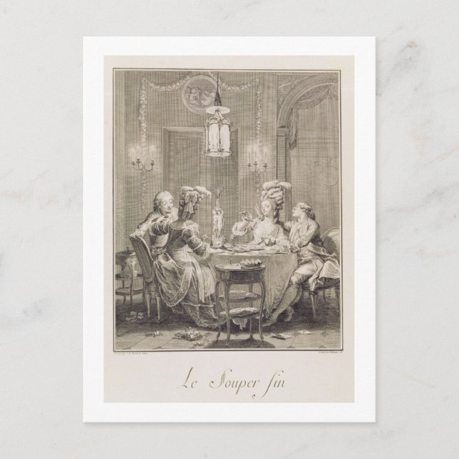 Postal La cena fina, 1781, grabada por I.S. Helman (17) (Anverso)