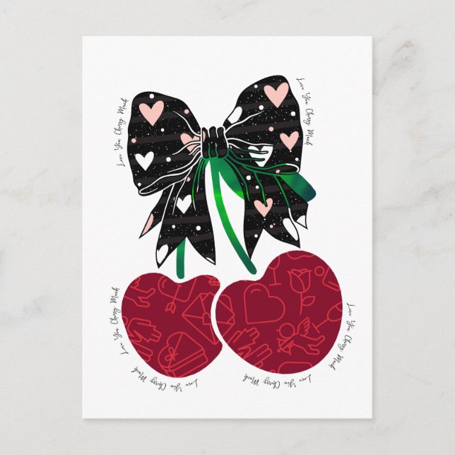 Postal La cereza de amor es una fruta divertida (Anverso)