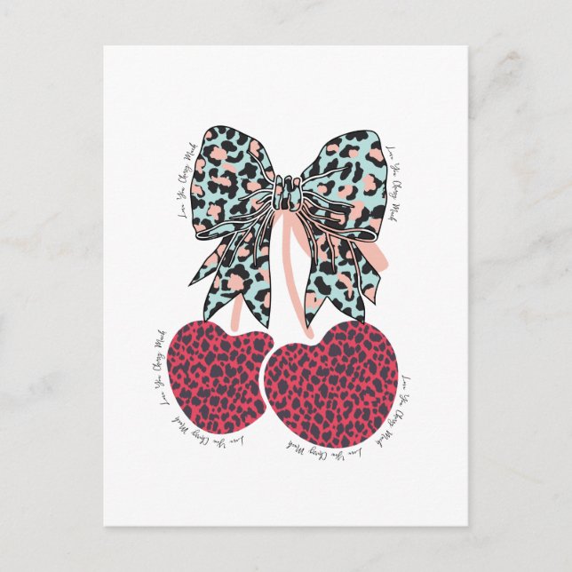 Postal La cereza de amor es una fruta divertida (Anverso)