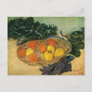Postal La cesta de frutas y guantes de Vincent van Gogh 1