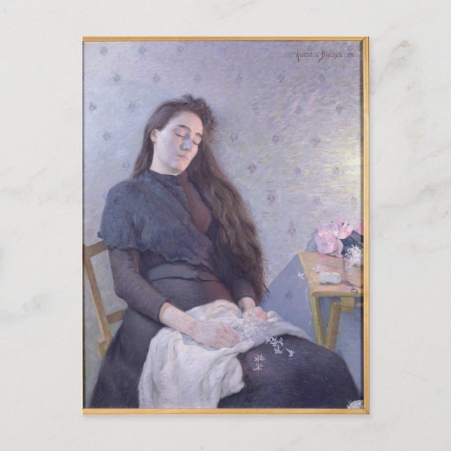 Postal La chica de la flor que duerme, 1892 (Anverso)