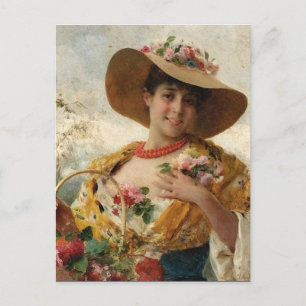 Postal La chica flor