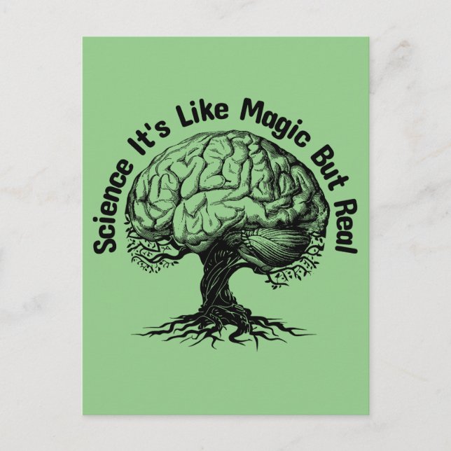 Postal la ciencia es como la magia pero real (Anverso)