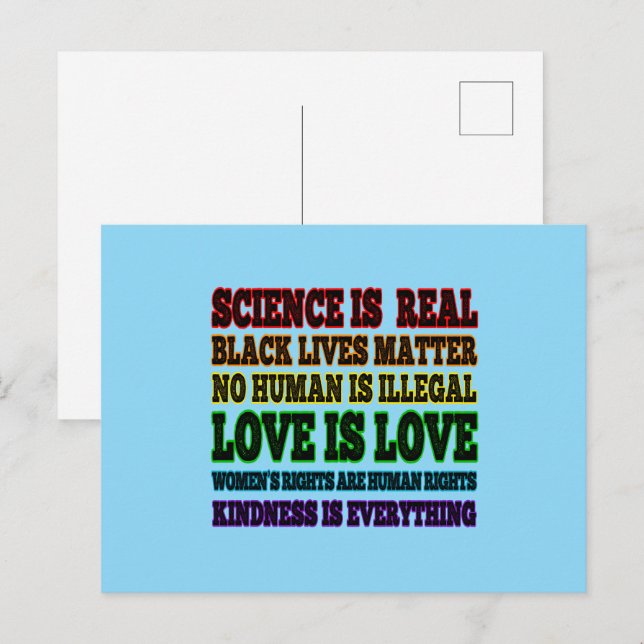 Postal La ciencia es la verdadera materia de vidas negras (Anverso / Reverso)