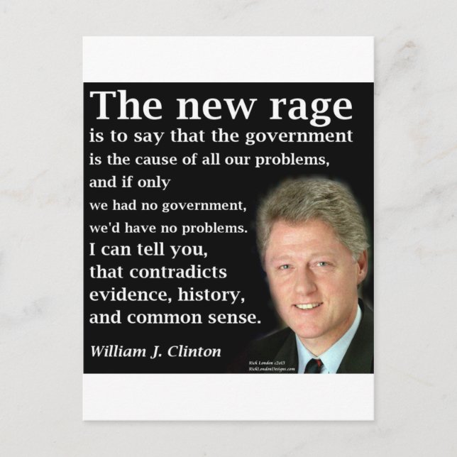 Postal La cita de Bill Clinton "No Government" (Anverso)