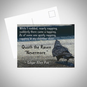 Postal La cita de El Cuervo de Edgar Allan Poe Nevermore 