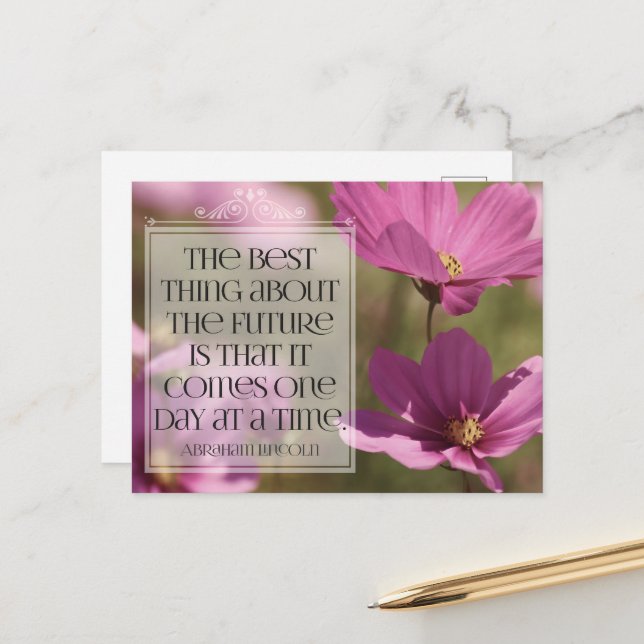 Postal La cita Inspiradora de Abraham Lincoln "El futuro" (Anverso/Reverso In Situ)
