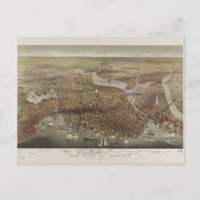 Postal La ciudad de Boston en Massachusetts en 1873 (Anverso)