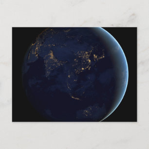 Postal La ciudad de la Tierra se ilumina de noche en Asia