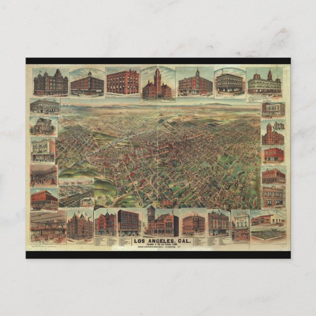 Postal La ciudad de Los Ángeles California en 1891 (Anverso)