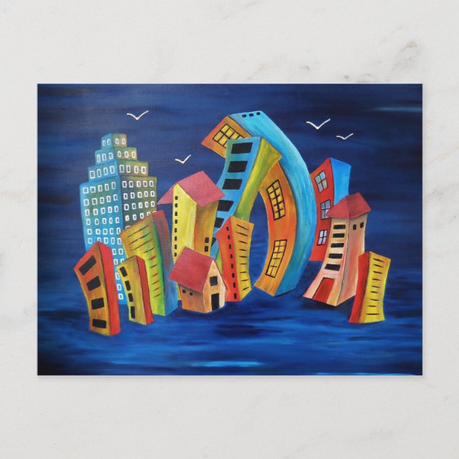 Postal La ciudad flotante (Anverso)