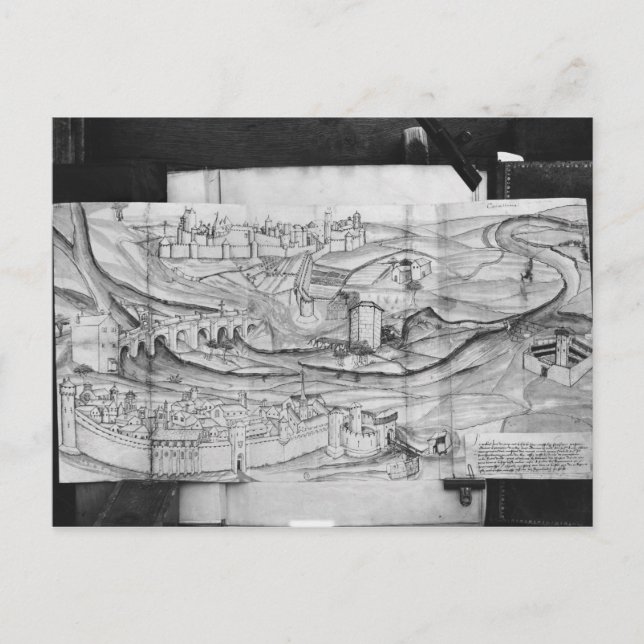 Postal La ciudad y el pueblo de Carcassonne, 1462 (Anverso)